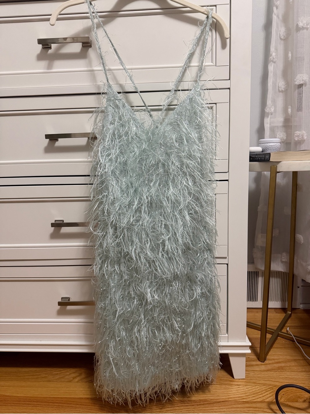 Triple Threads BRAND NEW feathered mini dress